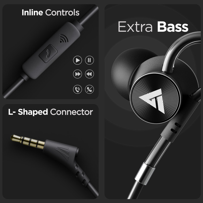 Wired Earphones Boult Audio Loupe Earphones Audio Bassbuds Loop