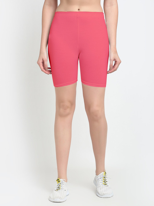 Apraa Parma Solid Women Pink Gym Shorts, Night Shorts, Running