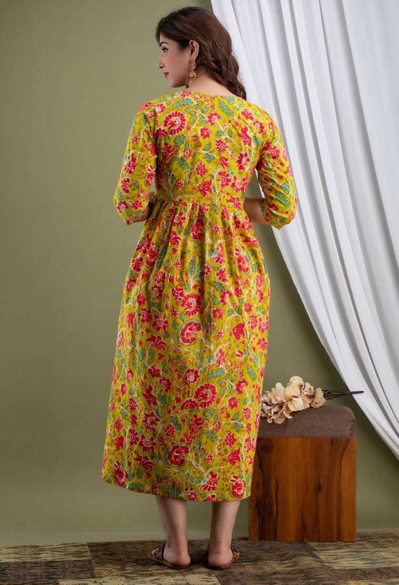 Kurta Cotton Anarkali IVY SPARK - Abito Premaman Stampa Floreale - Foto 4