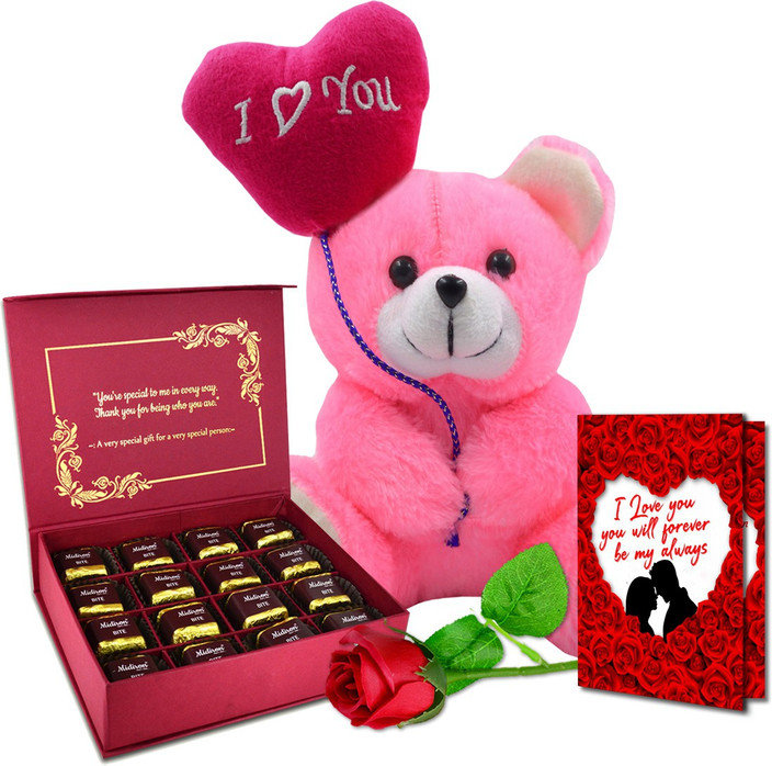 Midiron Chocolate Gift For Wife, Husband, Special Person| Gift with Love  Card and Teddy Plastic, Paper, Fiber Gift Box