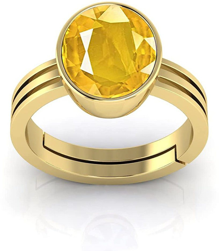 MSPRe Ratti Pukhraj Stone Original Yellow Sapphire Ring With