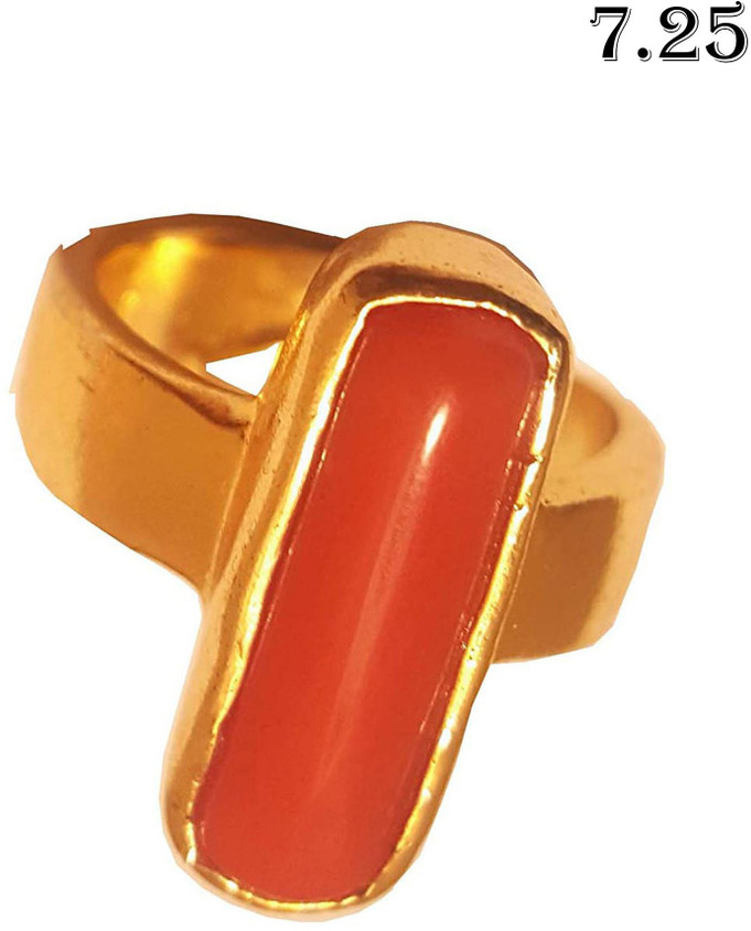 Seashines RATTI CORAL (MUNGA) STONE STUDDED IN GOLD PLATED Copper  Coral Gold Plated Ring