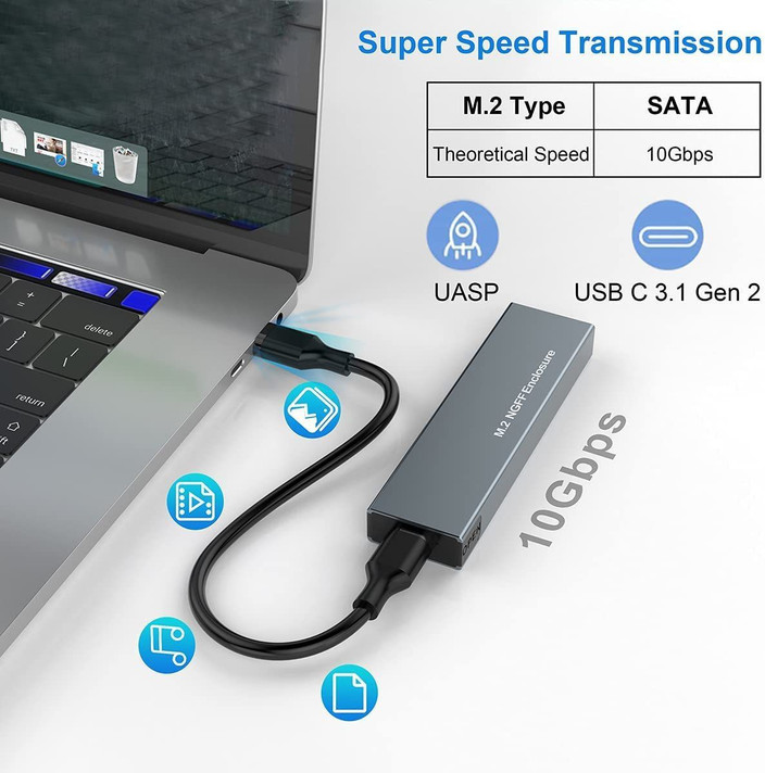 microware NVME and SATA NGFF Enclosure Dual Protocol Gen USB