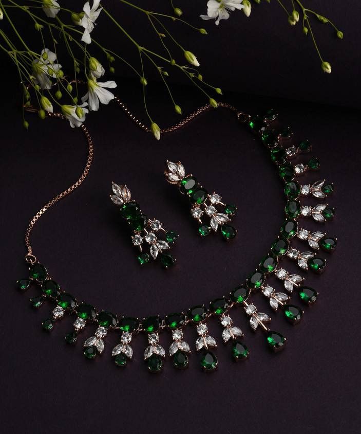SOHI Alloy Gold-plated Green Jewellery Set Price in India Buy