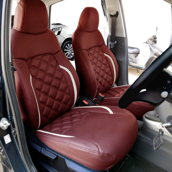 Celerio Maroon Seat Covers AutoSafe Leather Car Seat Cover For