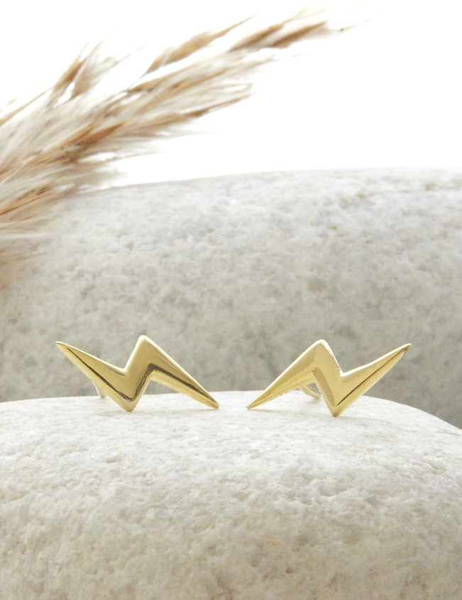 Buy GIVA Sterling Silver Golden Lightning Bolt Stud
