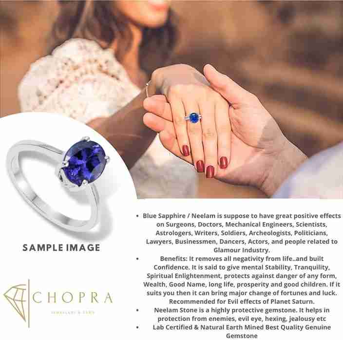 Chopra Gems Blue Sapphire/Neelam Gemstone Panchdhatu Adjustable