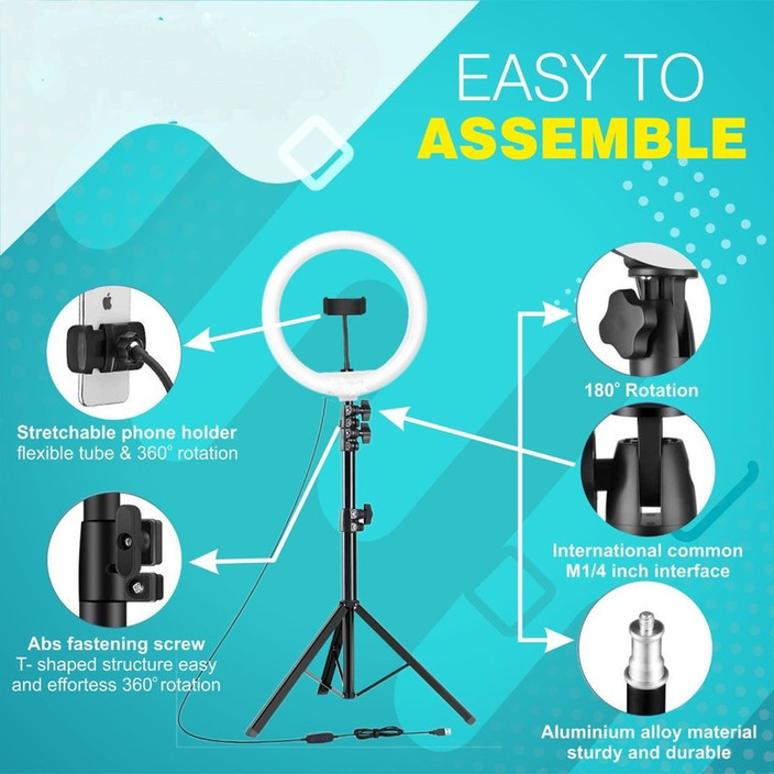 airtech Metal strong mobile phone tripod stand with ring fill light stand  home event Tripod Kit, Tripod, Monopod Kit, Monopod