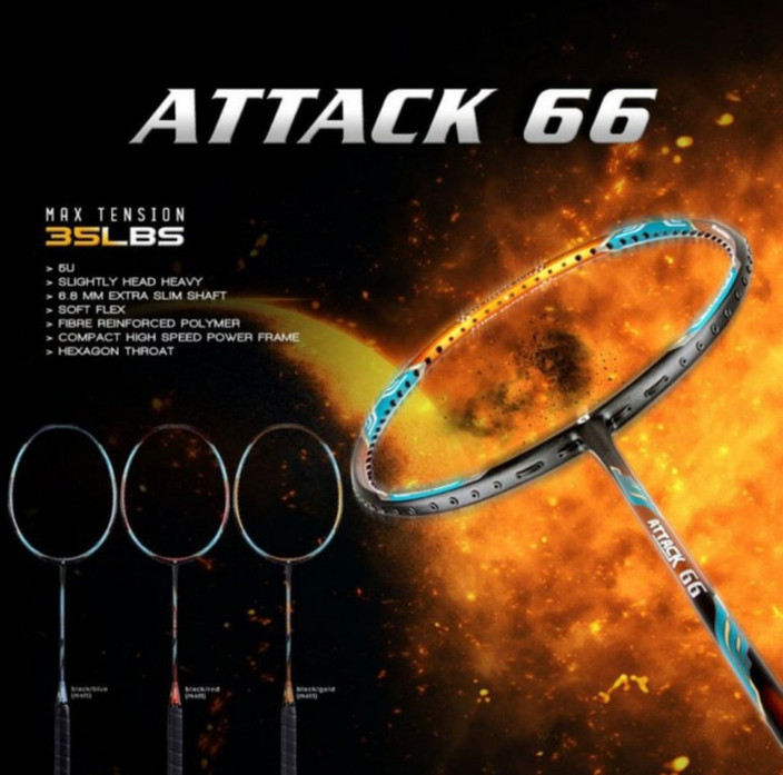 apacs ATTACK 66 5U ゴールド 新品 ヘキサゴンスロート搭載 Apacs Attack 66 Black Gold Badminton Racket (5U)