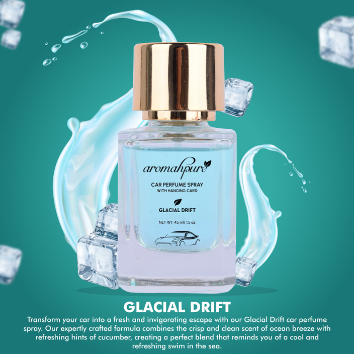 Aromahpure Premium Galcial Drift- Mint Fragrance Golden Cap Car Spray With  Hanging Card Car Freshener Spray CAR-MIST