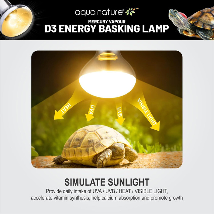 Aquanature UVB UVA 220-240v Halogen Lamp for Turtle Reptiles