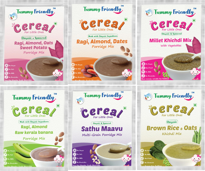 TummyFriendly Foods Certified Organic Baby Food For Toddlers, Year  Packs, 50g Each Cereal