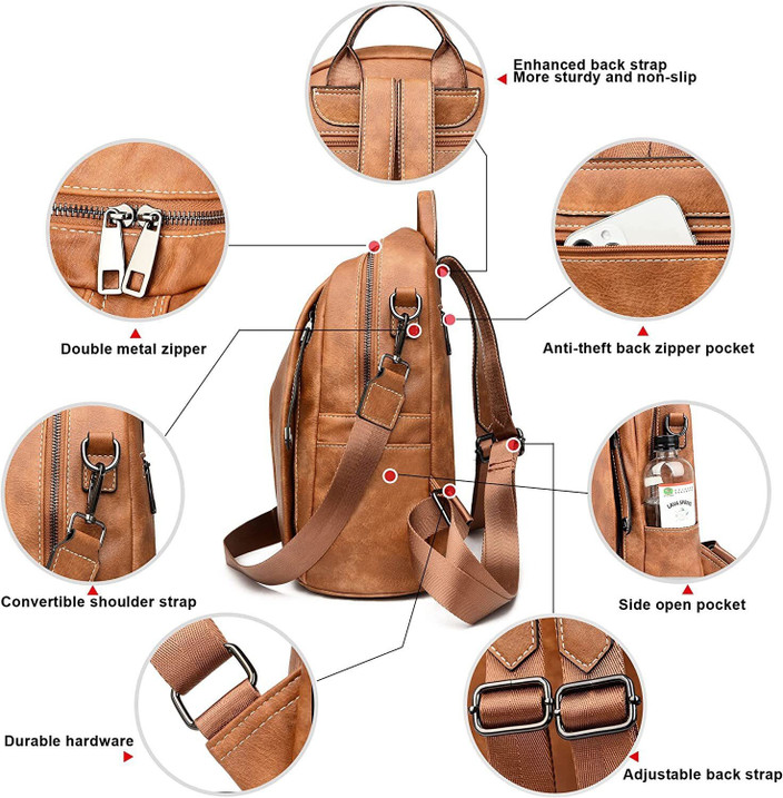 Anti Theft Ladies Book Bag WomenBuzz Women Leather Convertible