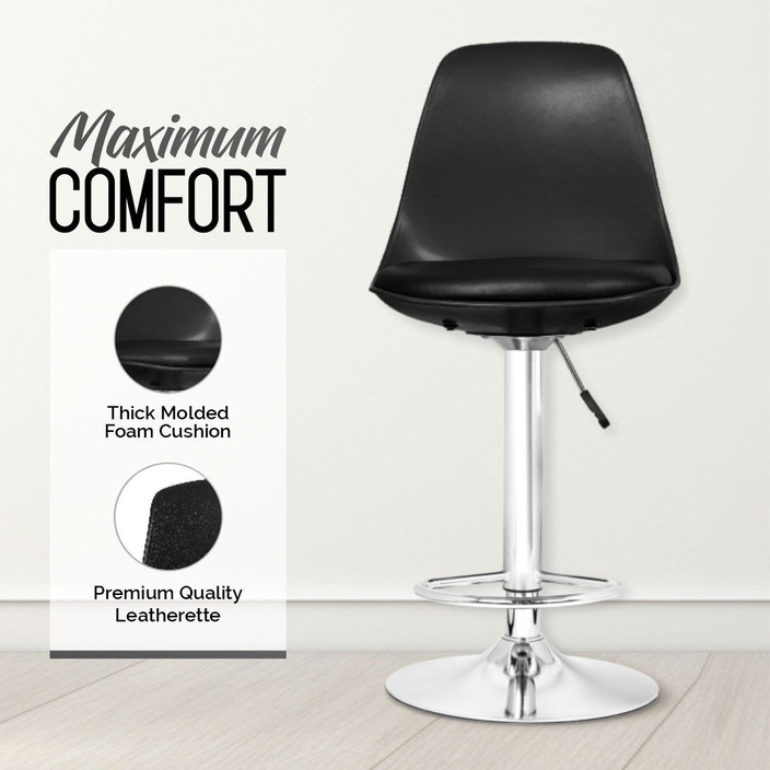 Cushion Cafe Stool Chair Da URBAN Valure Black Revolving Height Adjustable  Kitchen Café Store Plastic Bar Stool