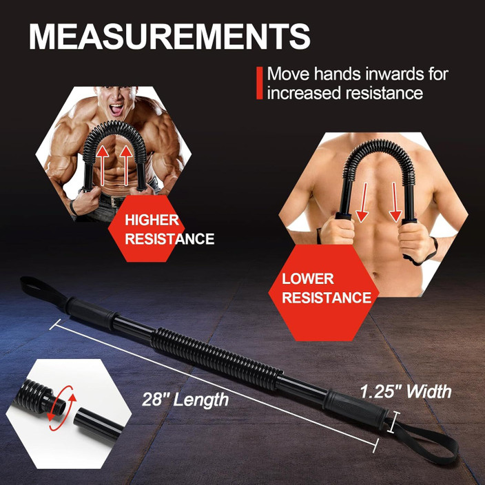 HAOYING Red Power Twister Bar – Heavy Duty 60-130 Kg Spring Exerciser For Arm, Chest & Shoulder Strength