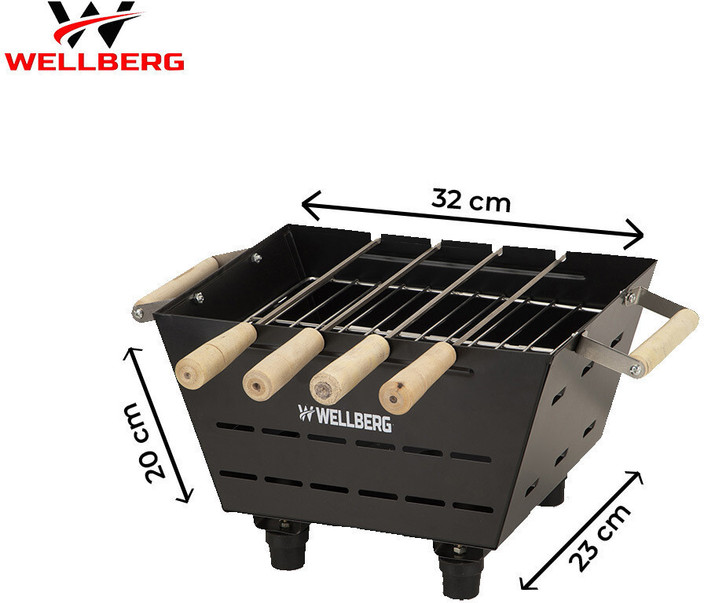 Charcoal Grill Set Home Barbecue Grill WELLBERG Portable Coal BBQ