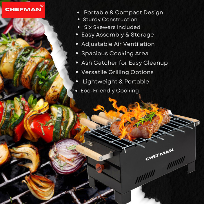 Chefman Coal Barbeque for Outdoor Cooking and Healthy Grilling