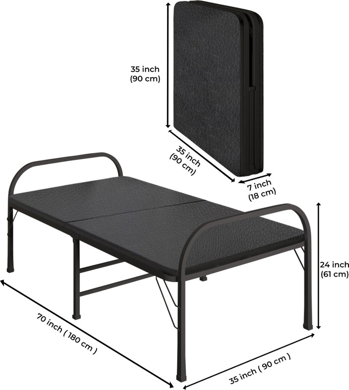 FURNIMAX Foldable Bed Portable Single Folding Bed Charpai Khatiya Bed for  Sleeping Metal Single Bed