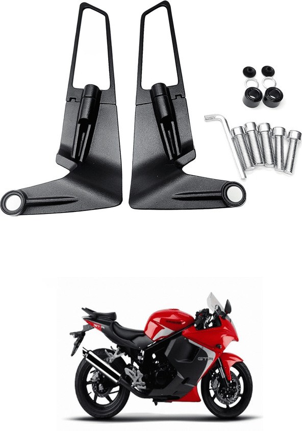 Krator Black Rear View Mirrors Pair With Adapters - Compatible With Kawasaki Vulcan Classic Custom 900