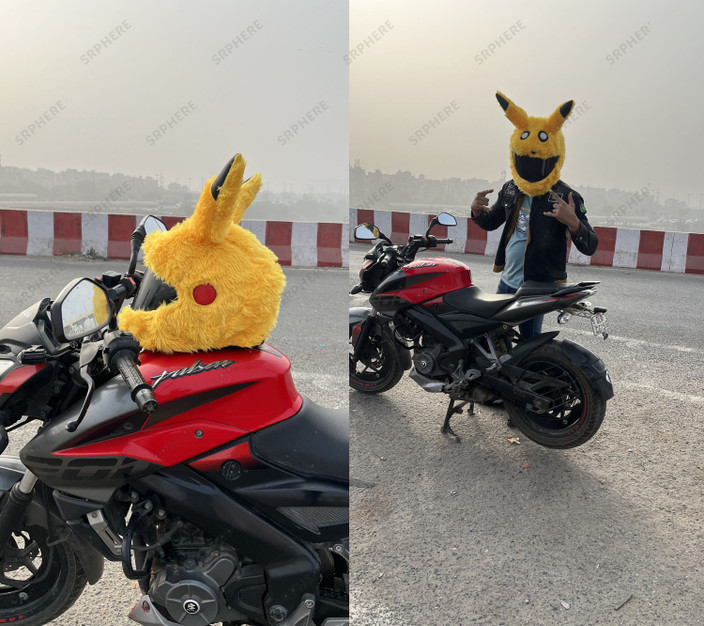 Pokemon Funny Motorcycle Helmet Covers New Pikachu Stitch Helmet