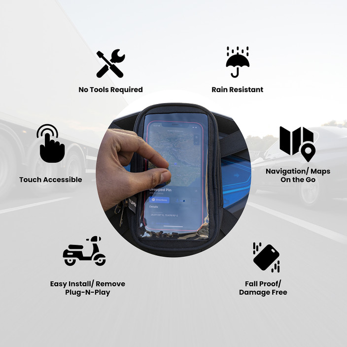 Bike Activa Phone Stand Yumin Mobile Holder Bag Pouch For Activa - Main Image