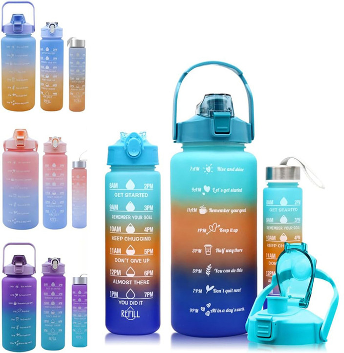 heet Set of Water Bottle with Motivational Time Marker 2000 ml Flask