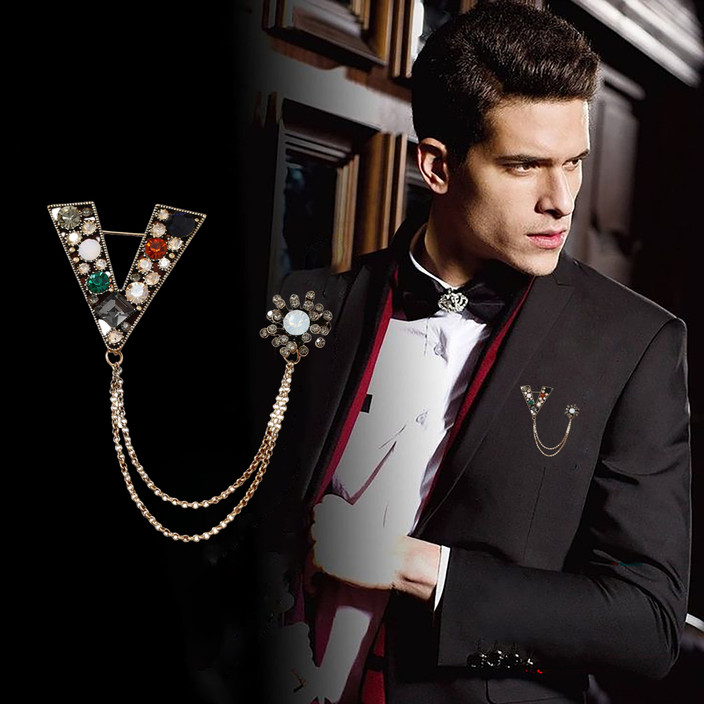 Suit Men's Brooches Trend SYGA Men's Diamond Brooch/Lapel Pin