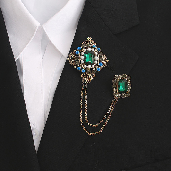 Men's Brooch Chain Pin Brooch Men's Brooch Suit Pin Hanging