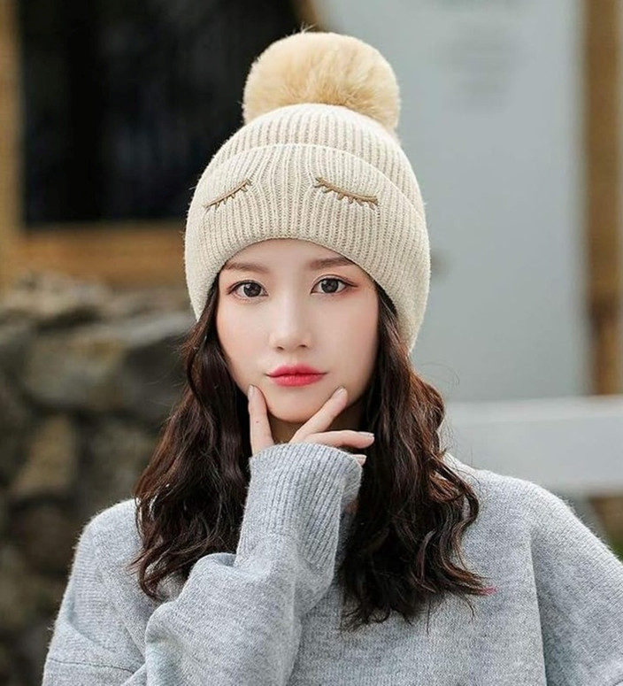 Korean Winter Cap For Girl Winity Cute Korean Style Eyelid Double
