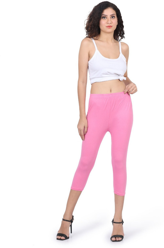 Kanna Fabric Capris for Womens/Girls 3/4 Leggings for Women Capri of Women  Women Pink Capri