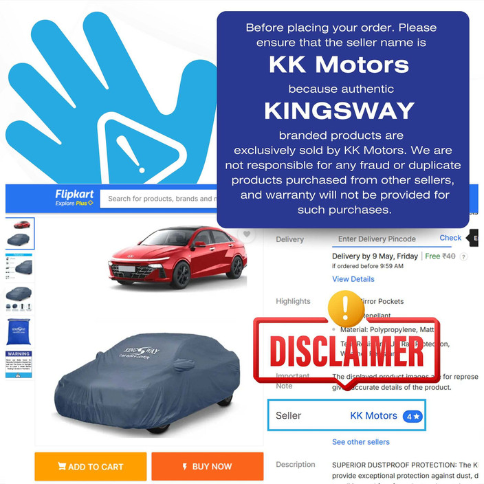 Kingsway Car Cover For Hyundai i10 (Without Mirror Pockets) Price