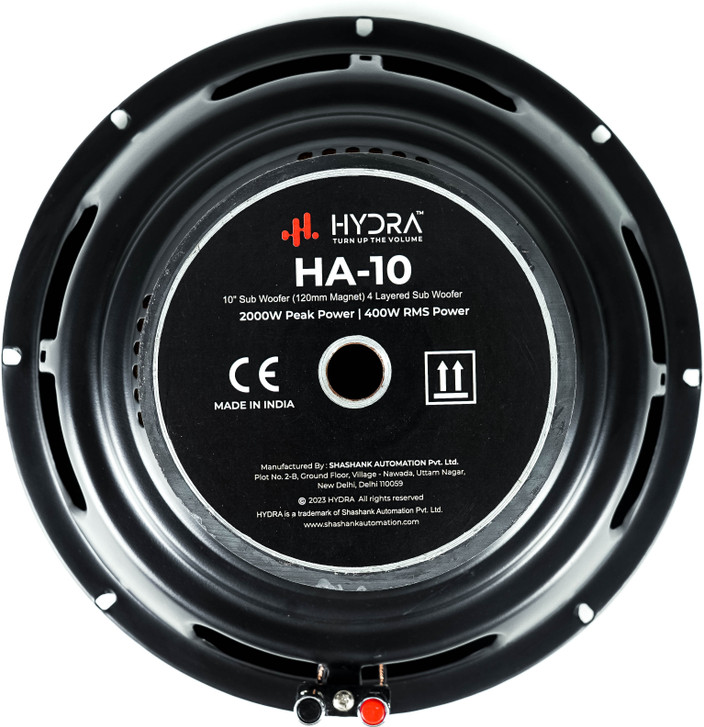 Hydra AQUA BASS 10 Inch Single Magnet Car Powered Subwoofer
