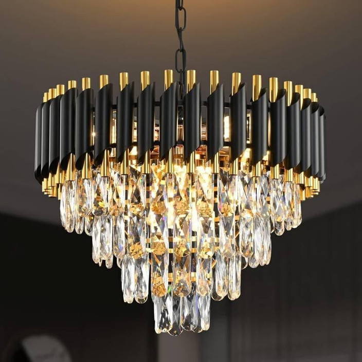 Lumina Modern 500mm Black and Gold Chandelier Light Fixture, 20 inch  Chandelier Ceiling Lamp