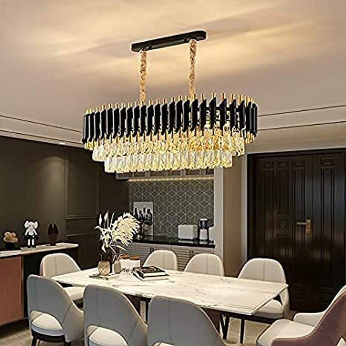 ORAB 800x350 MM(80x35cm) Gold Black Crystal Pendant Chandelier Ceiling  Lights Hanging Chandelier Ceiling Lamp