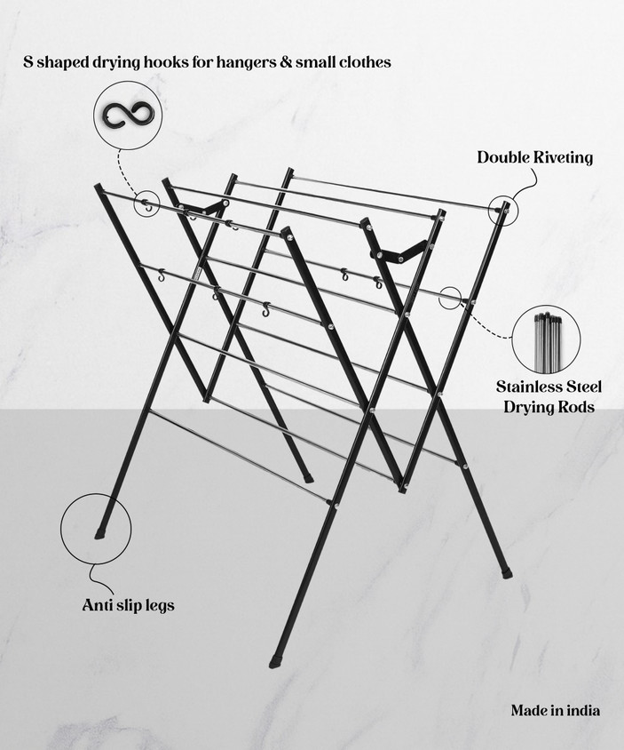 DRY LINE Steel Floor Cloth Dryer Stand FOLDING WITH STAINLESS RODS