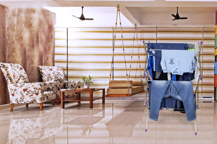 Unizone Steel, Plastic, Aluminium Floor Cloth Dryer Stand Floor