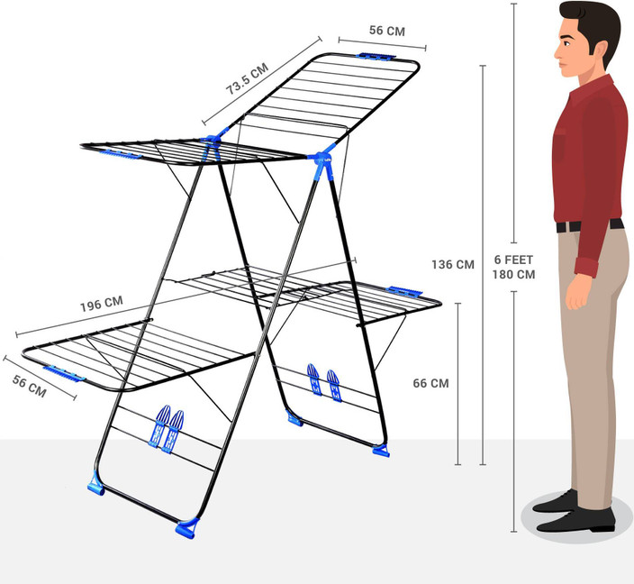 Bathla Steel Floor Cloth Dryer Stand Mobidry Neo+ 2-Level Foldable