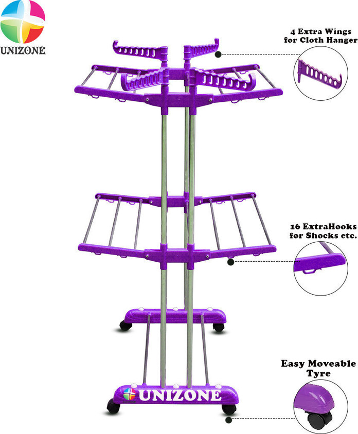 Unizone Steel, Plastic Floor Cloth Dryer Stand Stainless Made In