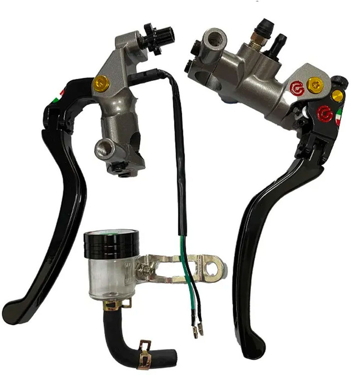 Motorcycle Hydraulic Clutch & Brake Lever Set - 7/8" (22mm) Handlebar Fit, Purple, Includes Master Cylinder & Hose