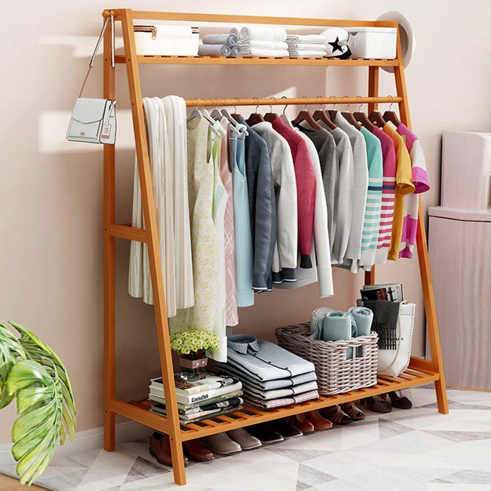 Bamboo Clothes Flipkart Clothes Stand LEOPAX Premium Bamboo - Main Image