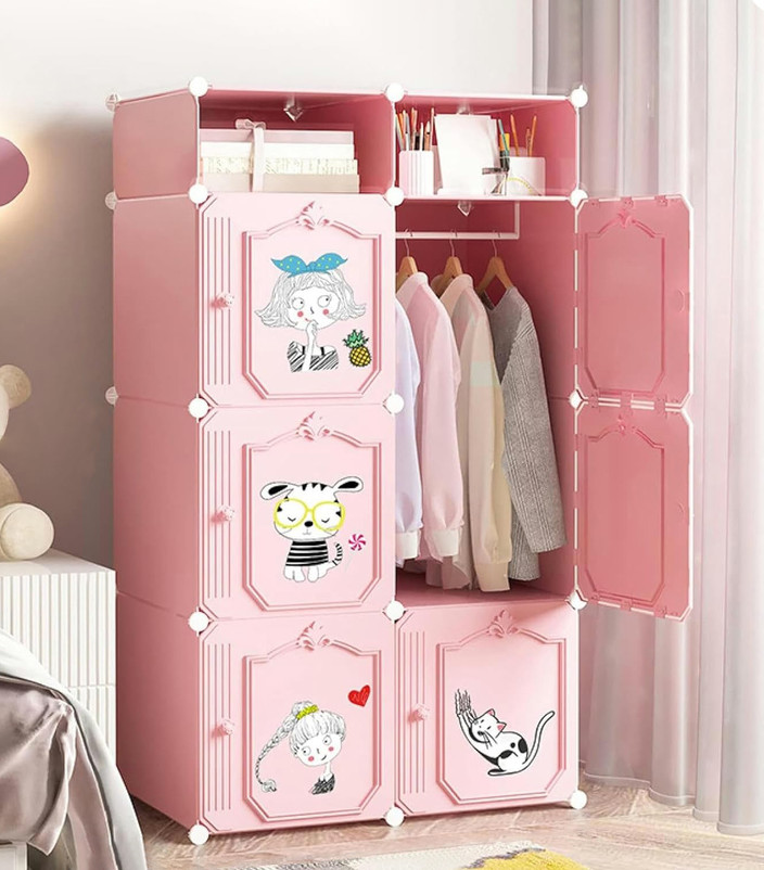 Sasimo 6-Door 8-Shelf Plastic kids Collapsible Cupboard PC