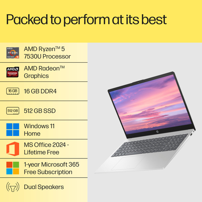 Laptop Amd Ryzen 4000 HP MSO 2024 AMD Ryzen Hexa Core 7530U (16 GB