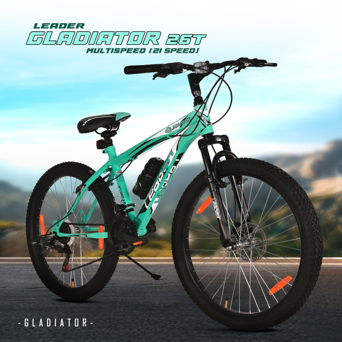 LEADER Gladiator Multi Speed (21 Speed) Cycle with Front Suspension and  Disc Brake 26 T (inch) Hybrid Cycle/City Bike