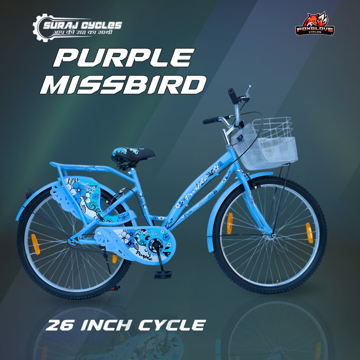 Girls 26 Inches Cycle FOXGLOVE Twinkle 26 Inch Purple With Basket