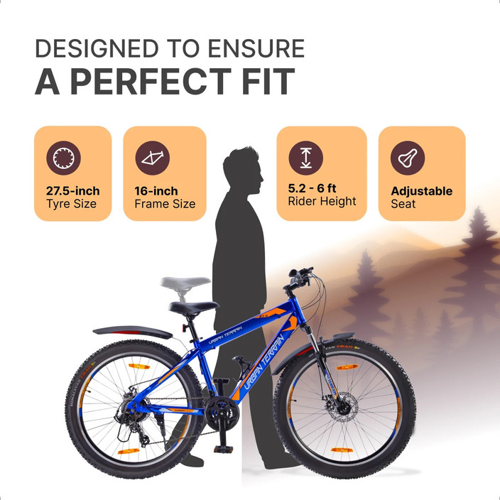 Bike Size Mens Mountain Bike 14 Inch Frame Urban Terrain Mountain