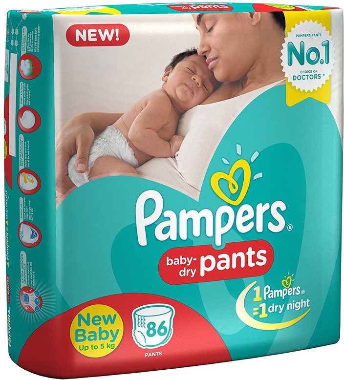 Pampers New Born Diaper Pants, X-Small (86 Pieces) New Born