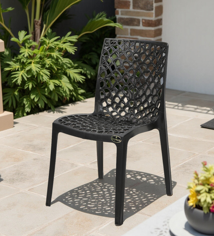 Outdoor Dining Chair Black Resin Outdoor Chairs Outsunny 2-Piece