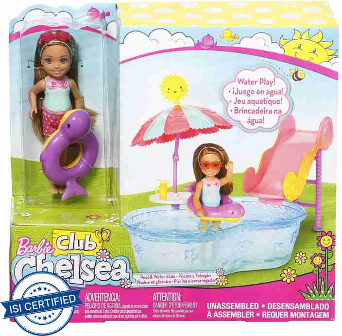 Doll Barbie Con Tobogan BARBIE Club Chelsea Pool And Water