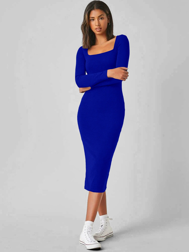 Babisa Women Bodycon Light Blue Midi/Calf Length Dress Buy