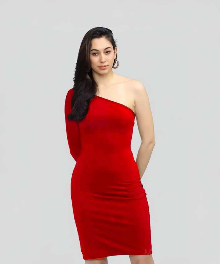 ZELZIS Women Bodycon Red Knee Length Dress Buy ZELZIS Women - Main Image